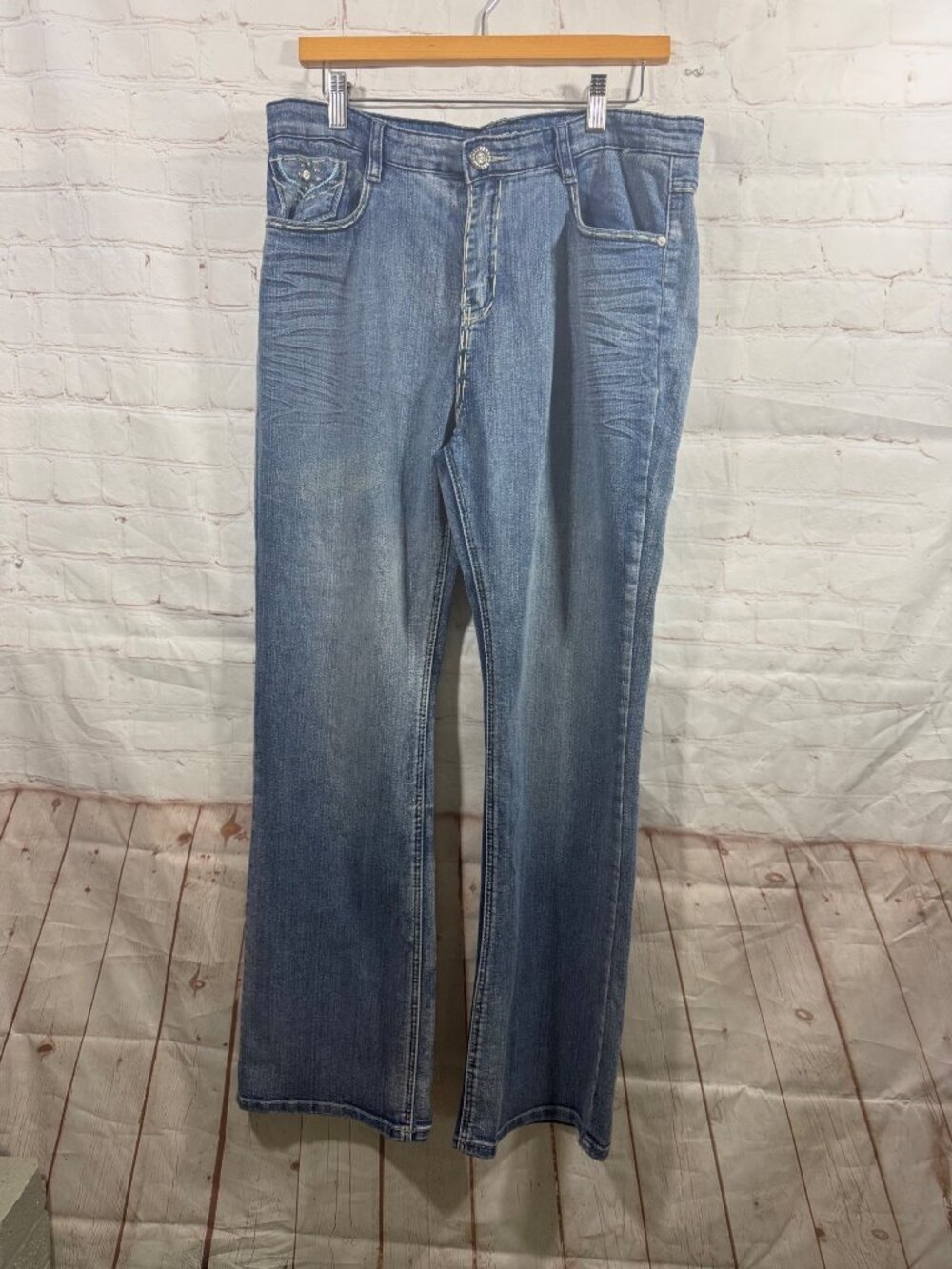 Hipstar Bootcut Denim Jeans Womens Size 16 Contrast Stitching Casual Western